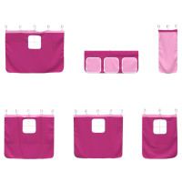 Produktbild för Barns LOFT SÄNG RAM med Gardiner Vit och Rosa 90 x 200 cm