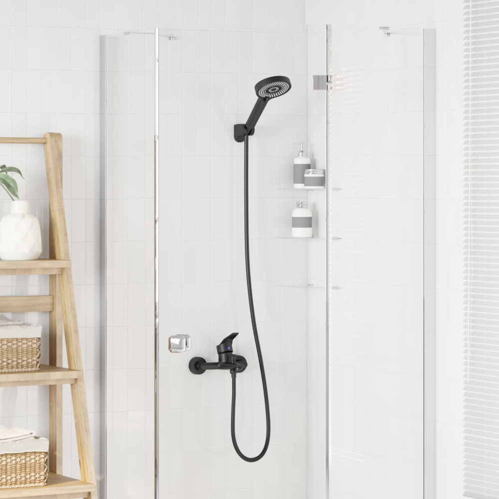 Produktbild för Duschhuvud Set Svart G 1 / 2 tum