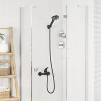 Produktbild för Duschhuvud Set Svart G 1 / 2 tum
