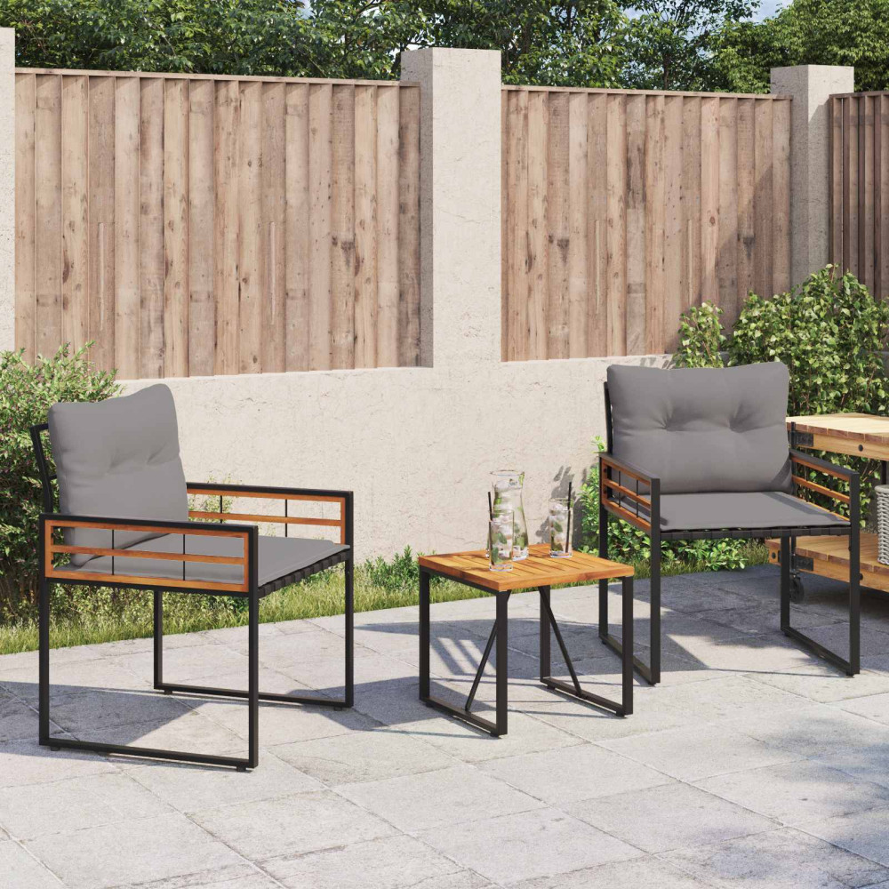 Produktbild för Utemöbelset med kudde 3 pcs Ljusgrå
