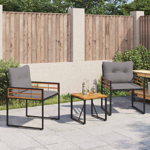 vidaXL Utemöbelset med kudde 3 pcs Ljusgrå