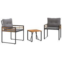 Produktbild för Utemöbelset med kudde 3 pcs Ljusgrå