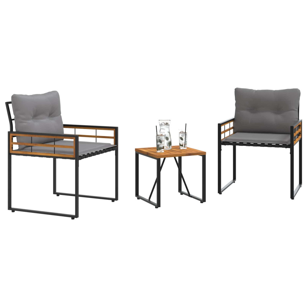 Produktbild för Utemöbelset med kudde 3 pcs Ljusgrå