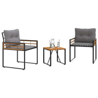 Produktbild för Utemöbelset med kudde 3 pcs Ljusgrå
