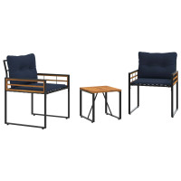 Produktbild för Utemöbelset med kudde 3 pcs Marinblå