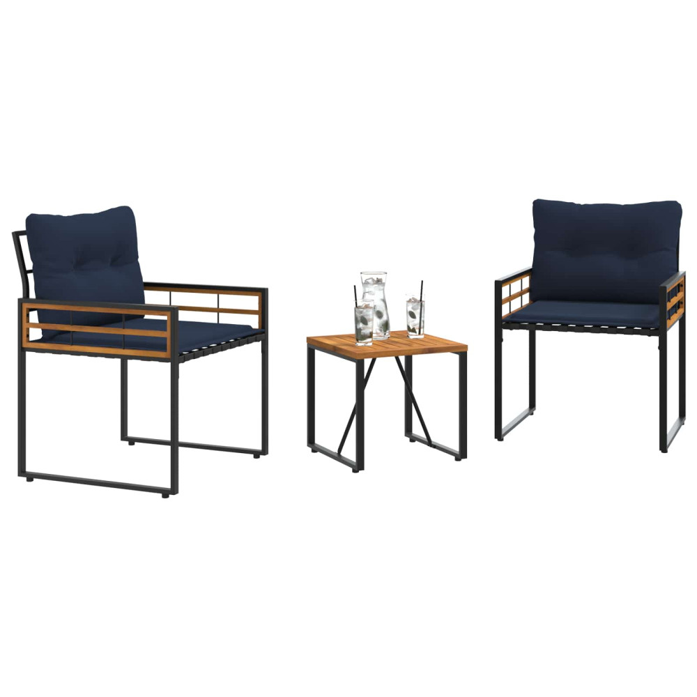 Produktbild för Utemöbelset med kudde 3 pcs Marinblå