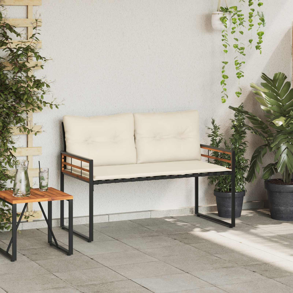 Produktbild för Trälagerssoffa med kudde Enfärgad Kräm 114 x 55 x 77 cm