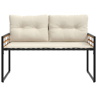 Produktbild för Trälagerssoffa med kudde Enfärgad Kräm 114 x 55 x 77 cm