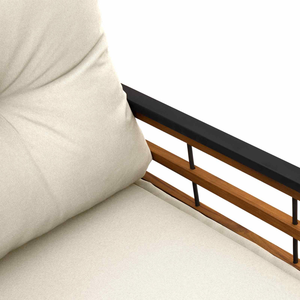 Produktbild för Trälagerssoffa med kudde Enfärgad Kräm 114 x 55 x 77 cm