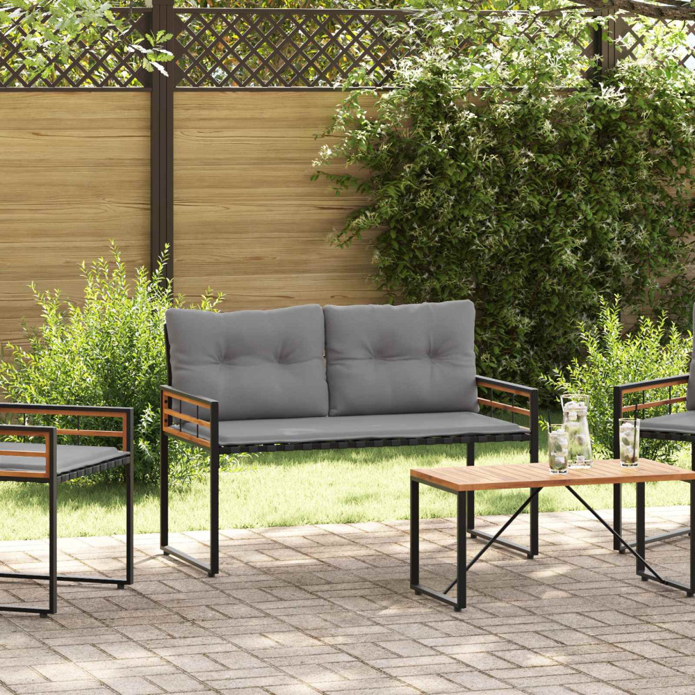 Produktbild för Trälagerssoffa med kudde Enfärgad Ljusgrå 114 x 55 x 77 cm