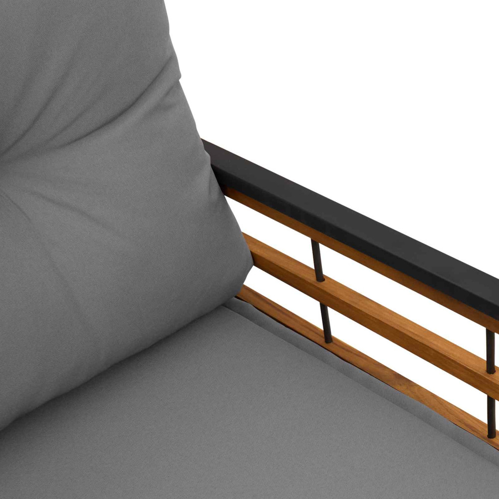 Produktbild för Trälagerssoffa med kudde Enfärgad Ljusgrå 114 x 55 x 77 cm