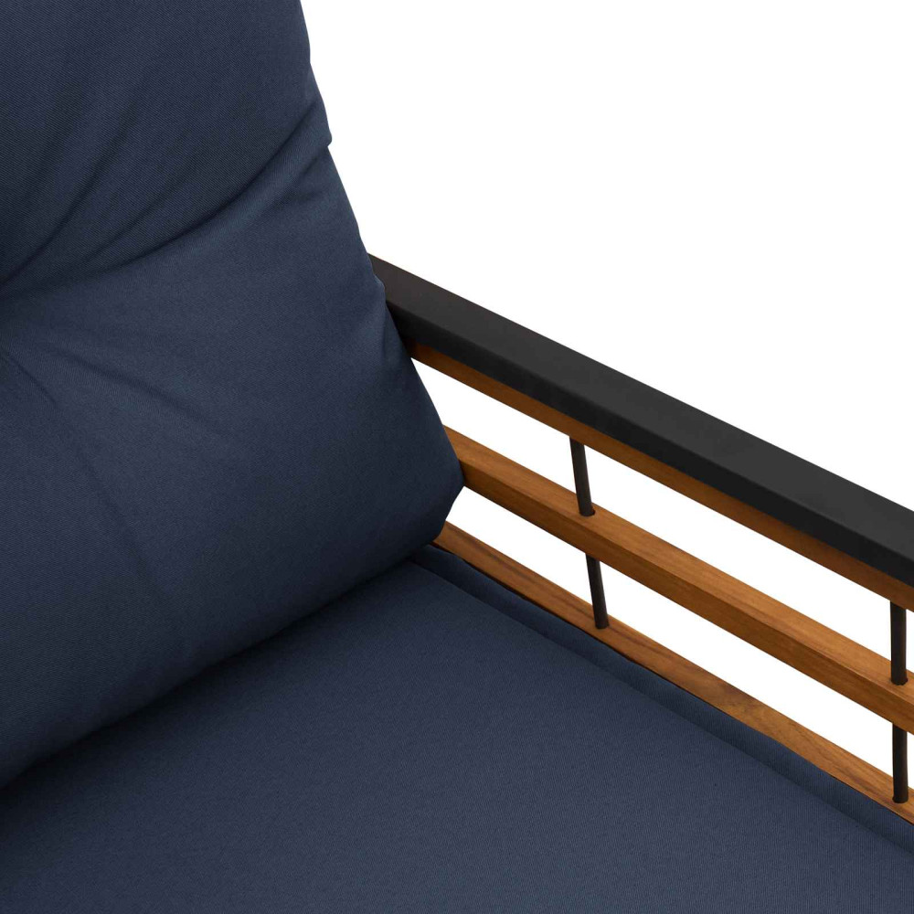 Produktbild för Trälagerssoffa med kudde Enfärgad Marinblå 114 x 55 x 77 cm