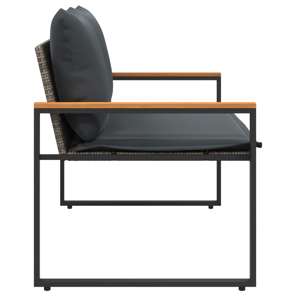 Produktbild för bänk med kudde Grå och mörkgrå 115 x 65 x 72 cm Rotting