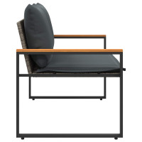 Produktbild för bänk med kudde Grå och mörkgrå 115 x 65 x 72 cm Rotting