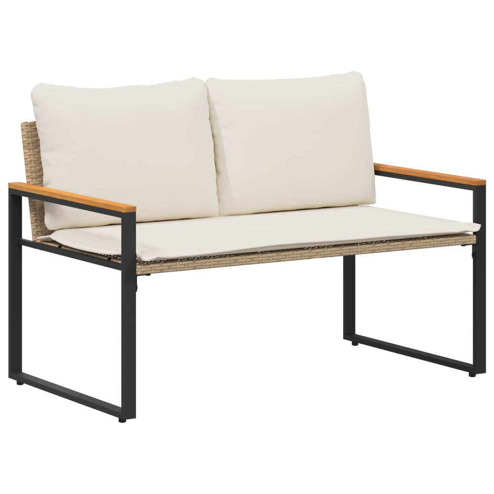 Produktbild för bänk med kudde Beige och krämvit 115 x 65 x 72 cm Rotting