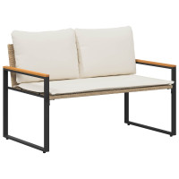 Produktbild för bänk med kudde Beige och krämvit 115 x 65 x 72 cm Rotting