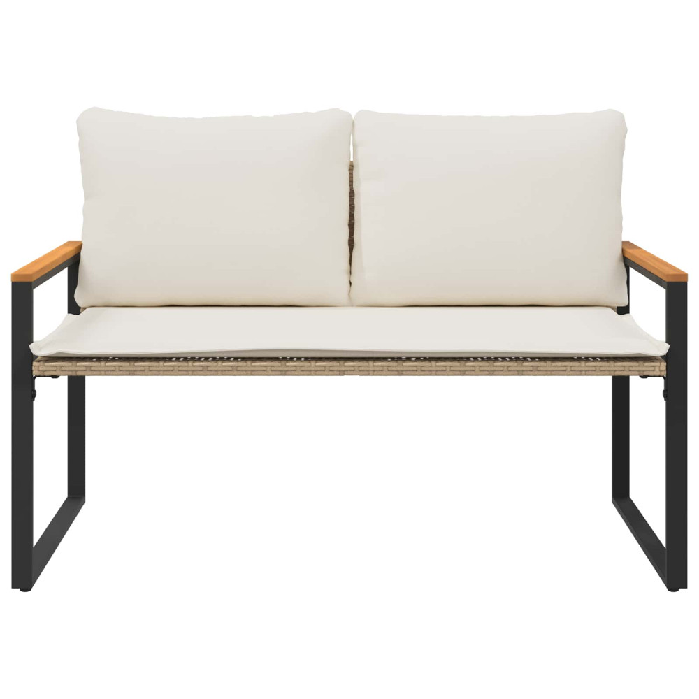 Produktbild för bänk med kudde Beige och krämvit 115 x 65 x 72 cm Rotting