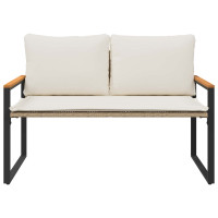 Produktbild för bänk med kudde Beige och krämvit 115 x 65 x 72 cm Rotting