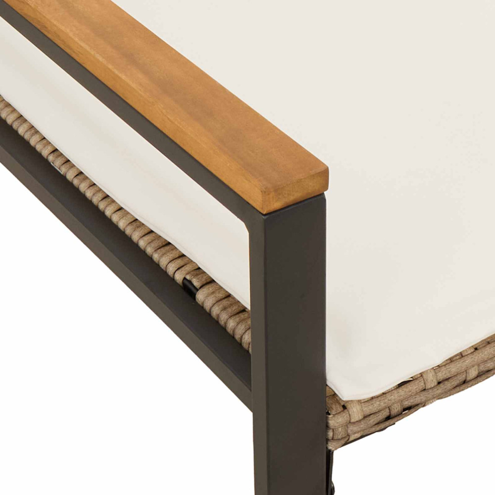 Produktbild för bänk med kudde Beige och krämvit 115 x 65 x 72 cm Rotting