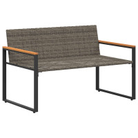 Produktbild för bänk med kudde Grå och Marinblå 115 x 65 x 72 cm Rotting