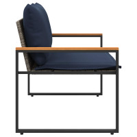 Produktbild för bänk med kudde Grå och Marinblå 115 x 65 x 72 cm Rotting