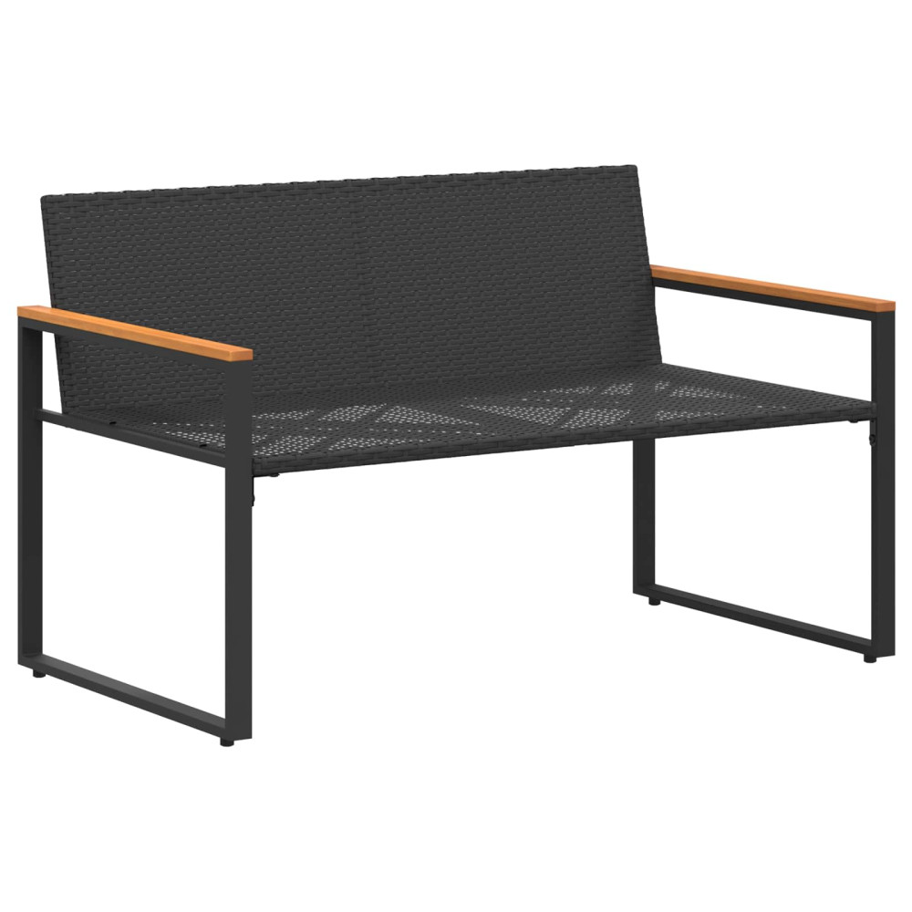 Produktbild för bänk med kudde Svart och turkos 115 x 65 x 72 cm Rotting