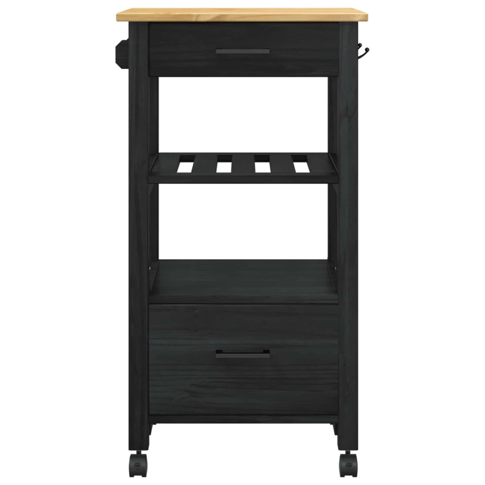 Produktbild för Köksvagn MONZA Svart 48 x 40 x 88,5 cm Massiv furu
