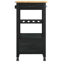 Produktbild för Köksvagn MONZA Svart 48 x 40 x 88,5 cm Massiv furu