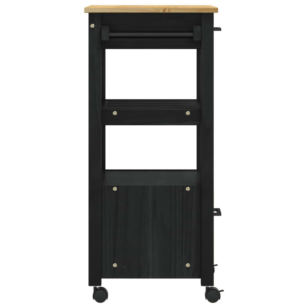 Produktbild för Köksvagn MONZA Svart 48 x 40 x 88,5 cm Massiv furu