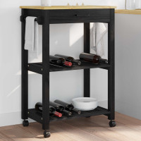 Produktbild för Köksvagn MONZA Svart 60 x 40 x 88,5 cm Massiv furu