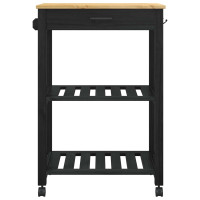Produktbild för Köksvagn MONZA Svart 60 x 40 x 88,5 cm Massiv furu