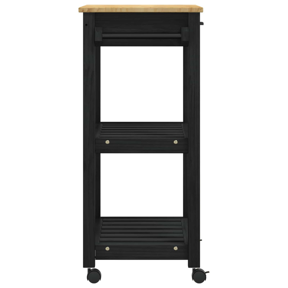 Produktbild för Köksvagn MONZA Svart 60 x 40 x 88,5 cm Massiv furu