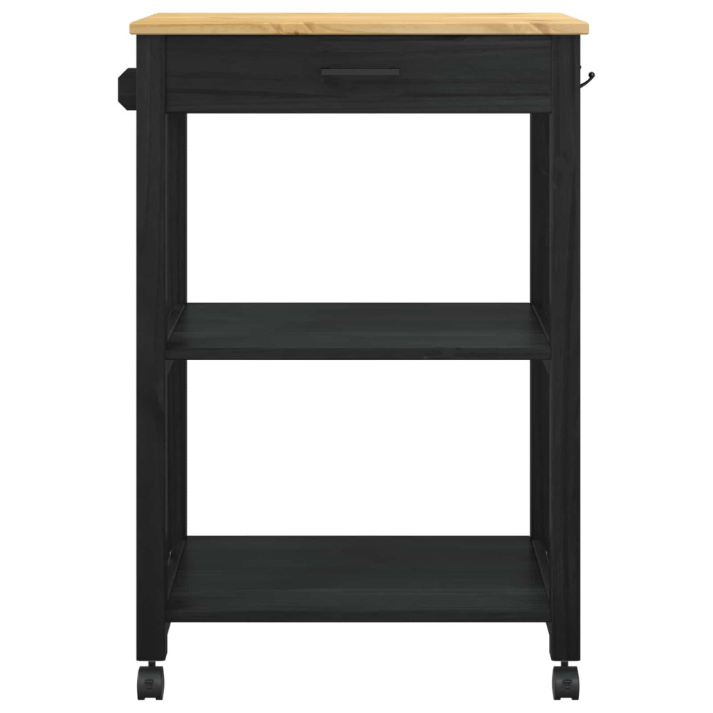 Produktbild för Köksvagn MONZA Svart 60 x 40 x 88,5 cm Massiv furu