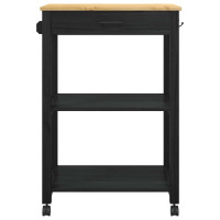 Produktbild för Köksvagn MONZA Svart 60 x 40 x 88,5 cm Massiv furu