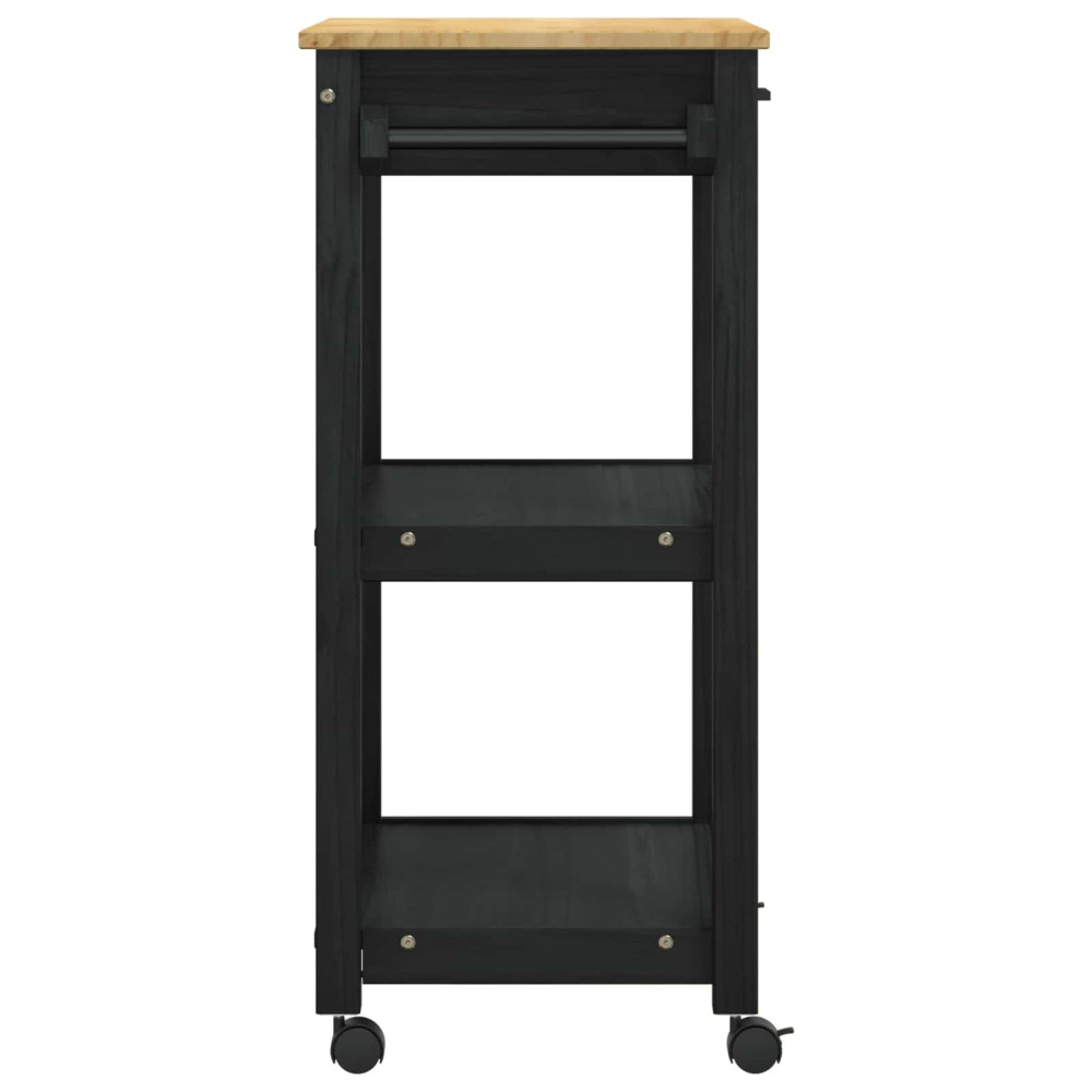 Produktbild för Köksvagn MONZA Svart 60 x 40 x 88,5 cm Massiv furu