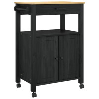 Produktbild för Köksvagn MONZA Svart 60 x 40 x 88,5 cm Massiv furu