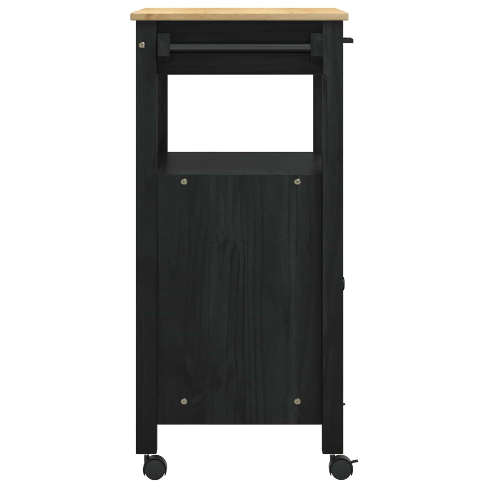 Produktbild för Köksvagn MONZA Svart 60 x 40 x 88,5 cm Massiv furu