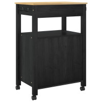 Produktbild för Köksvagn MONZA Svart 60 x 40 x 88,5 cm Massiv furu