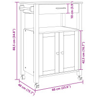 Produktbild för Köksvagn MONZA Svart 60 x 40 x 88,5 cm Massiv furu