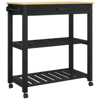 Produktbild för Köksvagn MONZA Svart 84 x 40 x 88,5 cm Massiv furu