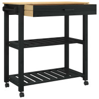 Produktbild för Köksvagn MONZA Svart 84 x 40 x 88,5 cm Massiv furu