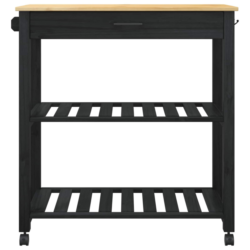 Produktbild för Köksvagn MONZA Svart 84 x 40 x 88,5 cm Massiv furu