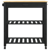 Produktbild för Köksvagn MONZA Svart 84 x 40 x 88,5 cm Massiv furu