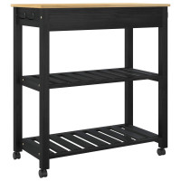 Produktbild för Köksvagn MONZA Svart 84 x 40 x 88,5 cm Massiv furu