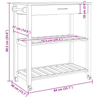Produktbild för Köksvagn MONZA Svart 84 x 40 x 88,5 cm Massiv furu