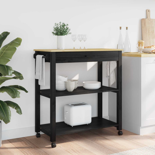 vidaXL Köksvagn MONZA Svart 84 x 40 x 88,5 cm Massiv furu