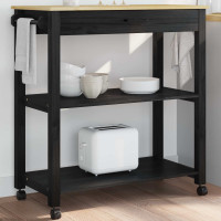 Produktbild för Köksvagn MONZA Svart 84 x 40 x 88,5 cm Massiv furu