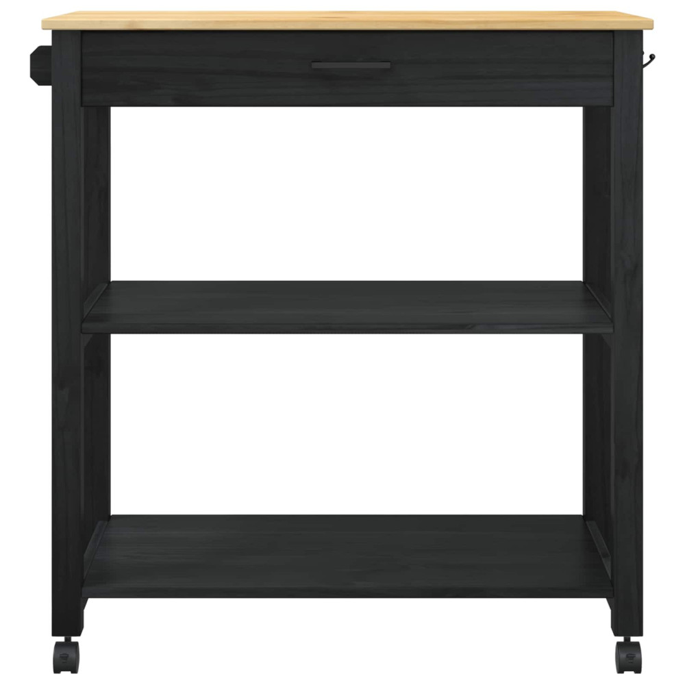 Produktbild för Köksvagn MONZA Svart 84 x 40 x 88,5 cm Massiv furu
