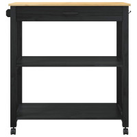 Produktbild för Köksvagn MONZA Svart 84 x 40 x 88,5 cm Massiv furu