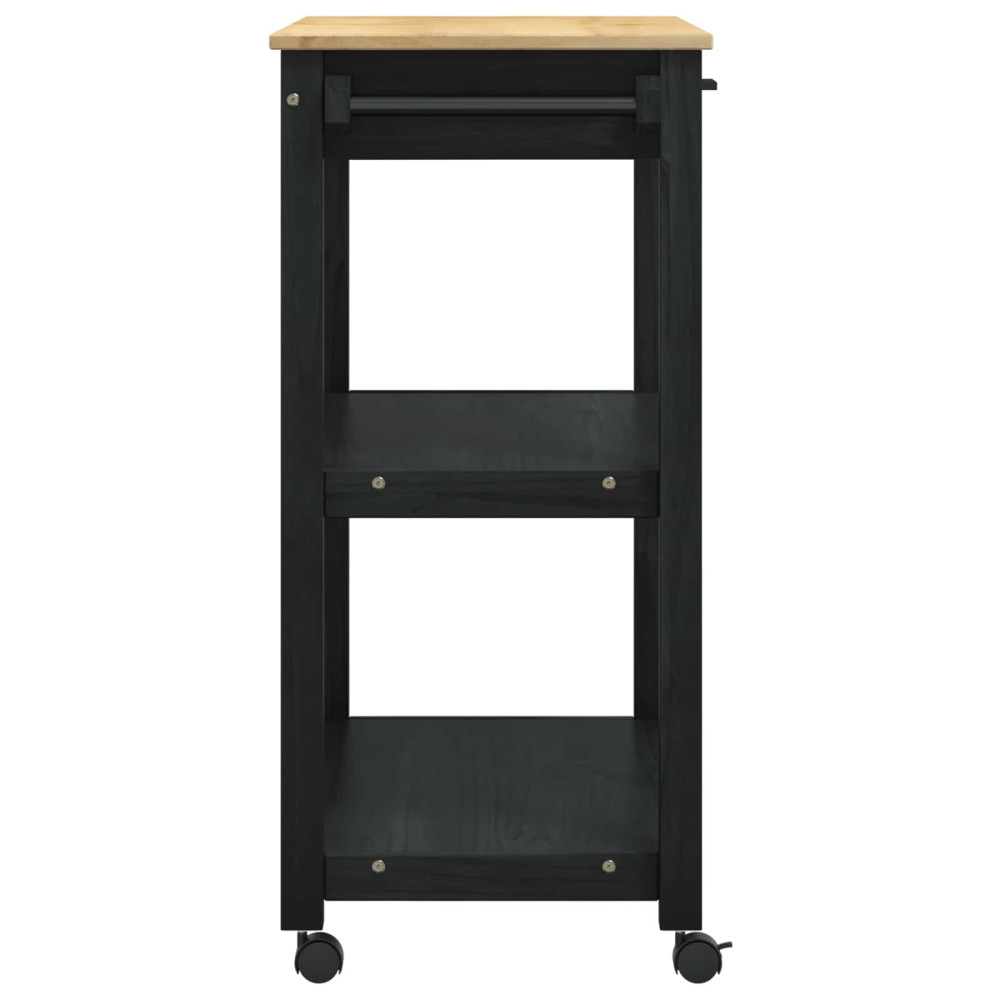 Produktbild för Köksvagn MONZA Svart 84 x 40 x 88,5 cm Massiv furu